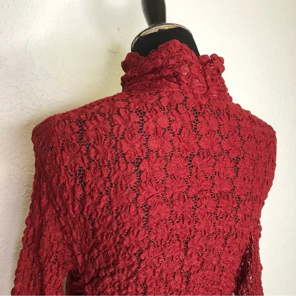 Intimately Free People Day N Night holly berry red lace bodysuit size Small NWT